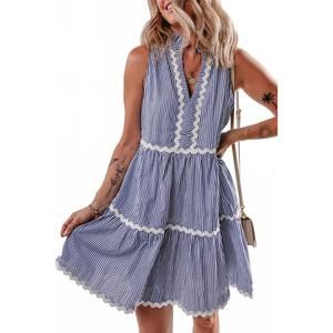 NEW AAPPARELLA striped trim sleeveless dress in blue